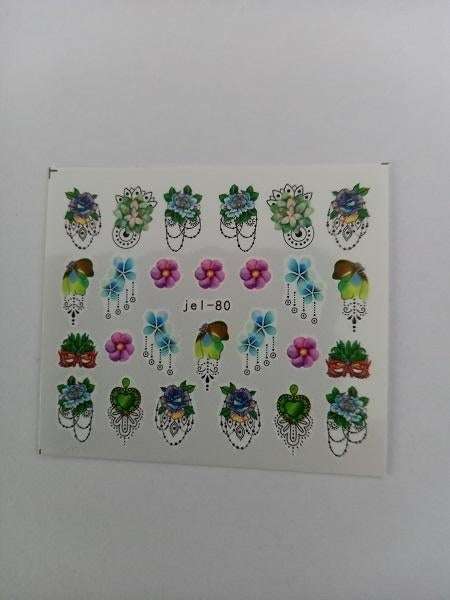 Velletje nagel water decals stickers jel-80 bloemen roze, Verzenden, Nieuw, Toebehoren, Handen en Nagels