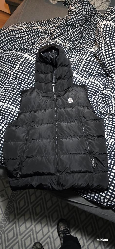 Moncler bodywarmer met capuchon, Maat 52/54 (L), Moncler, Zwart, Ophalen of Verzenden