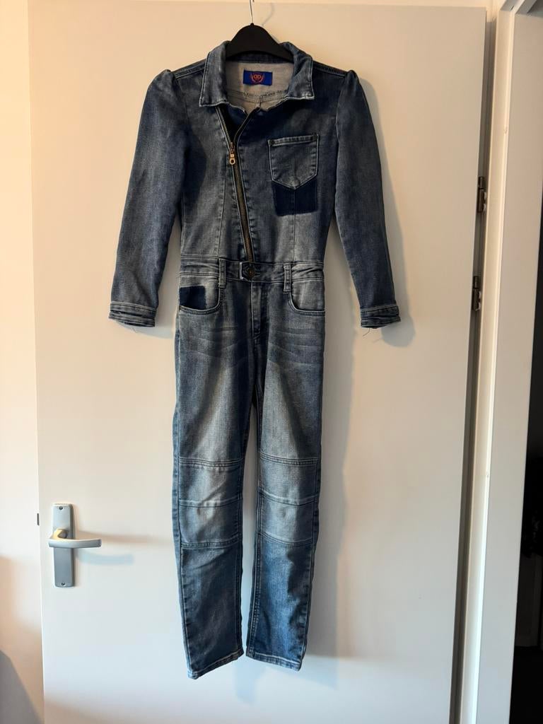 Super gaaf spijkerpak maat 134, Ophalen of Verzenden, Zo goed als nieuw, Meisje, Jurk of Rok