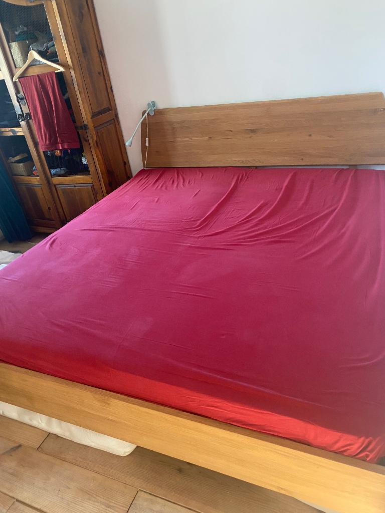 Bed te koop, Huis en Inrichting, Slaapkamer | Bedden, Ophalen, Gebruikt, Bruin, Tweepersoons