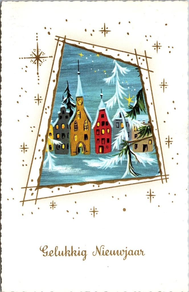 Gelukkig Nieuwjaar - 5 oude nieuwjaarskaarten jaren 60, Verzenden, 1960 tot 1980, Gelopen, Feest(dag)