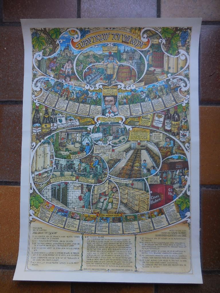 Poster Van Druif tot Wijn, Ophalen, Zo goed als nieuw, Frankrijk, Overige typen