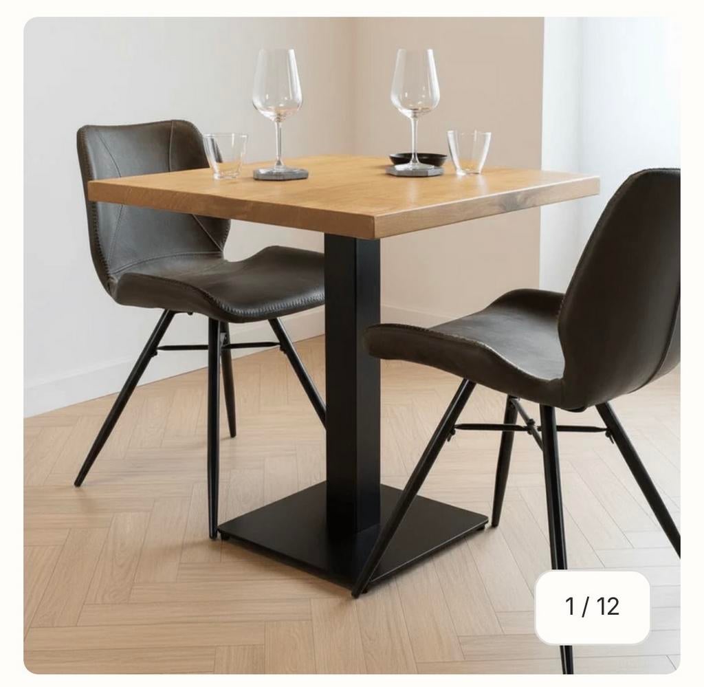 Bistro tafel met 2 stoelen - Compact en stijlvol, Ophalen, Gebruikt, Vierkant, Tot twee personen