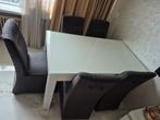 Hoogglans eettafel met 5 stoelen (HACO) - Zo goed als nieuw, Huis en Inrichting, Overige materialen, Ophalen of Verzenden, Zo goed als nieuw
