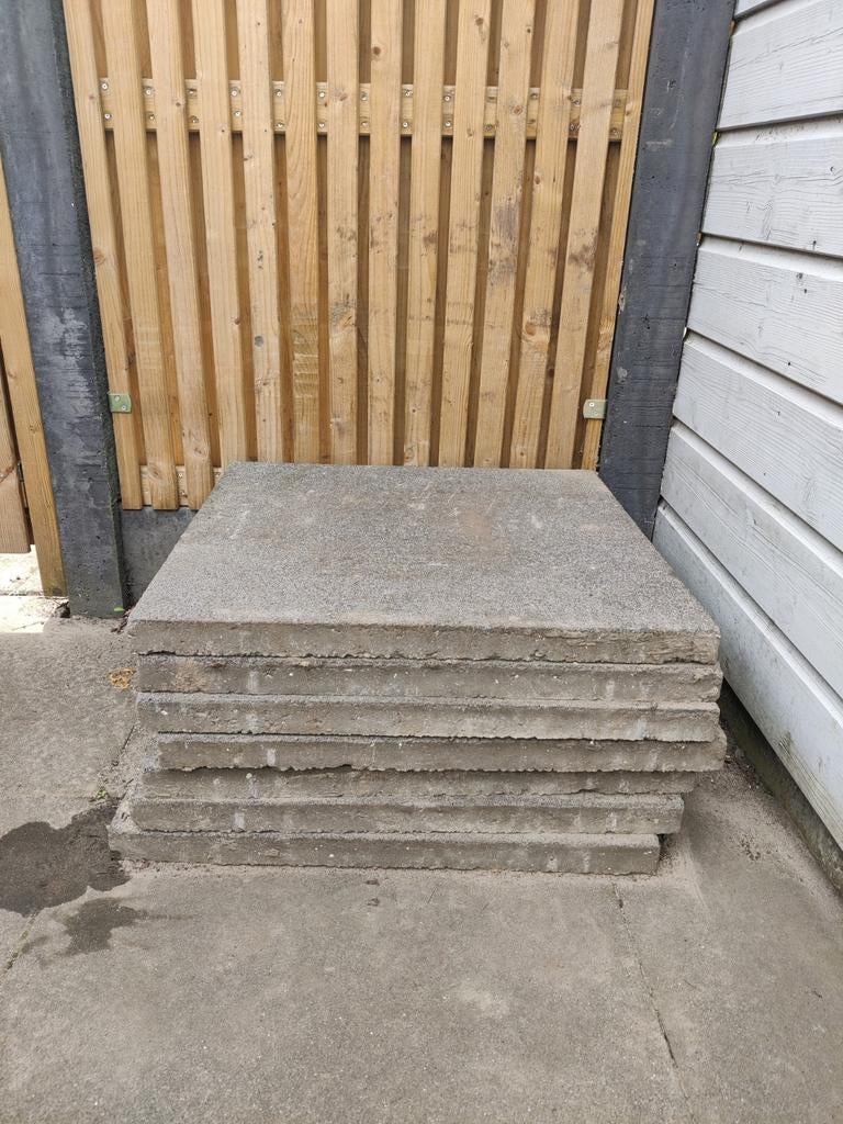 7 terrastegels 60x60, Ophalen, Gebruikt, Beton, Terrastegels