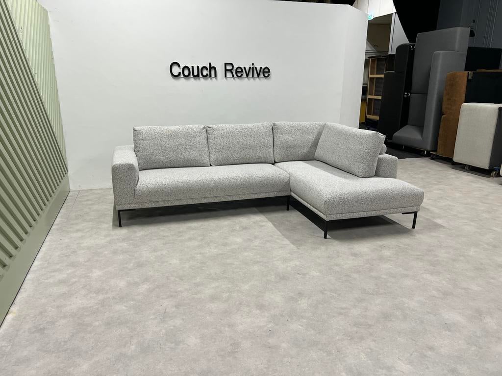 GRATIS LEVERING Montel 40-02 grijze hoekbank 285x185, Huis en Inrichting, Banken | Bankstellen, -, Verzenden, -, Zo goed als nieuw