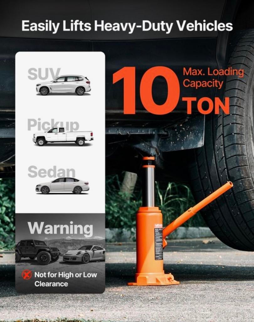 Hydraulische potkrik 10 ton voor auto, SUV en pick-up, Ophalen of Verzenden, Nieuw, Hydraulisch, Potkrik