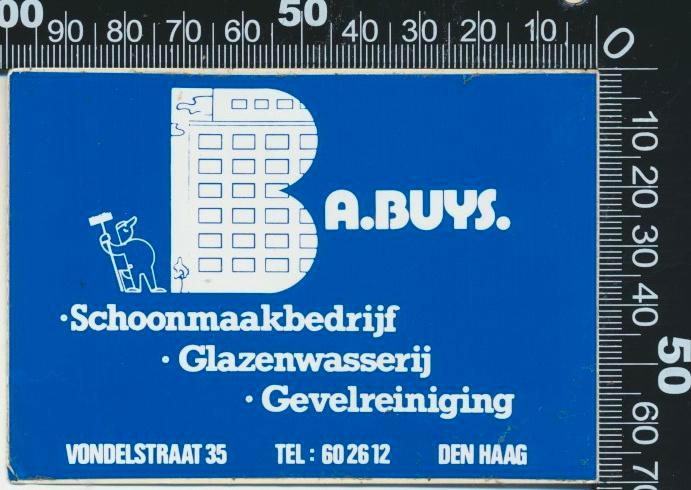 Sticker: Buys Schoonmaakbedrijf - Den Haag, Verzamelen, Stickers, Zo goed als nieuw, Bedrijf of Vereniging, Ophalen of Verzenden