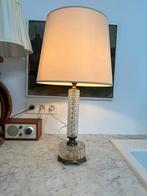 PRACHTIGE VINTAGE LAMP KRISTAL GLAS MESSING LAMPENKAP, Ophalen of Verzenden, Zo goed als nieuw, Glas, Minder dan 50 cm