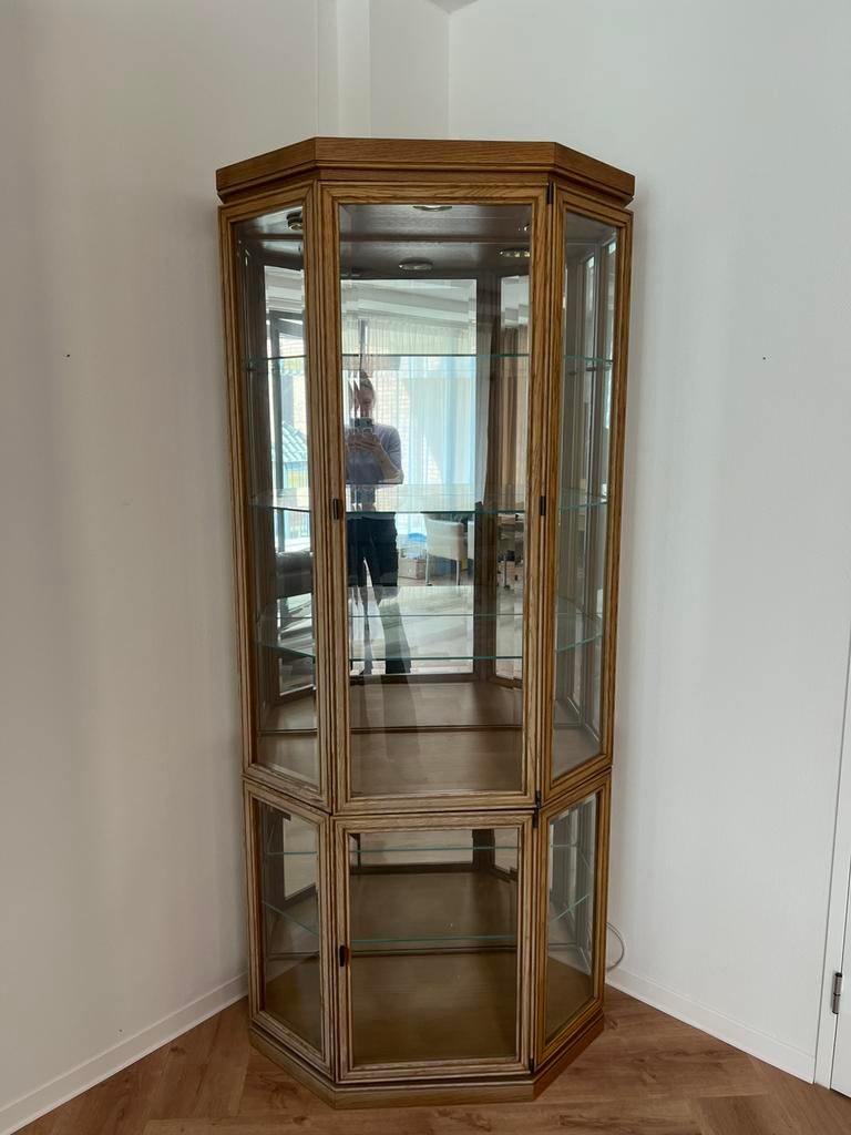 Glazen hoekkast, Huis en Inrichting, Kasten | Vitrinekasten, Ophalen, Glas, 100 tot 150 cm, 200 cm of meer