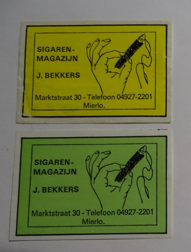 Sigarenmagazijn   J. BEKKERS  Marktstraat   MIERO, Verzenden, Zo goed als nieuw, Luciferdoosjes of -merken