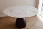 Ronde eettafel – keramisch marmer, 140 cm - zwarte poot, Huis en Inrichting, Tafels | Eettafels, Ophalen, Zo goed als nieuw, Rond
