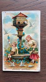 Duivenhok.1908. Kinderen, duiven, klaver, vergeet-mij-niet, Ophalen of Verzenden, Voor 1920, Gelopen, Kinderen