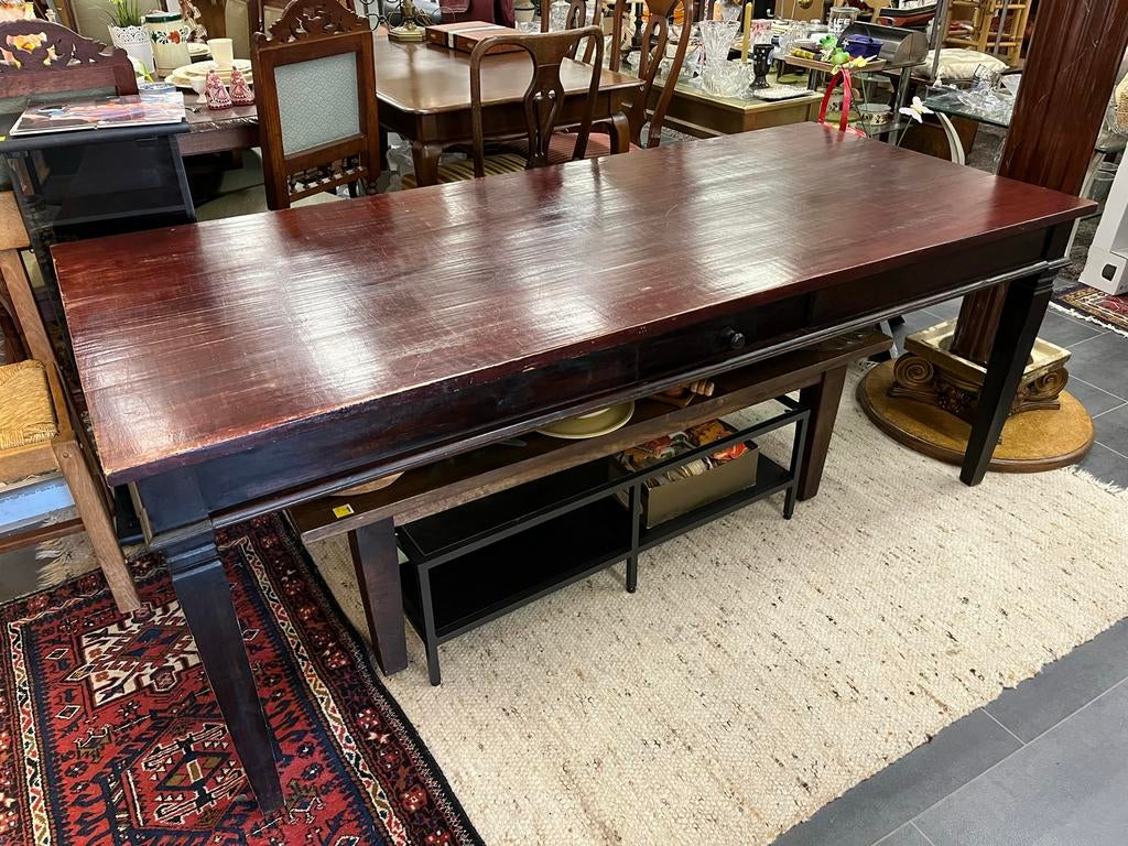 Koloniale eetkamertafel met 4 stoelen, Ophalen, Gebruikt, Koloniaal, 50 tot 100 cm