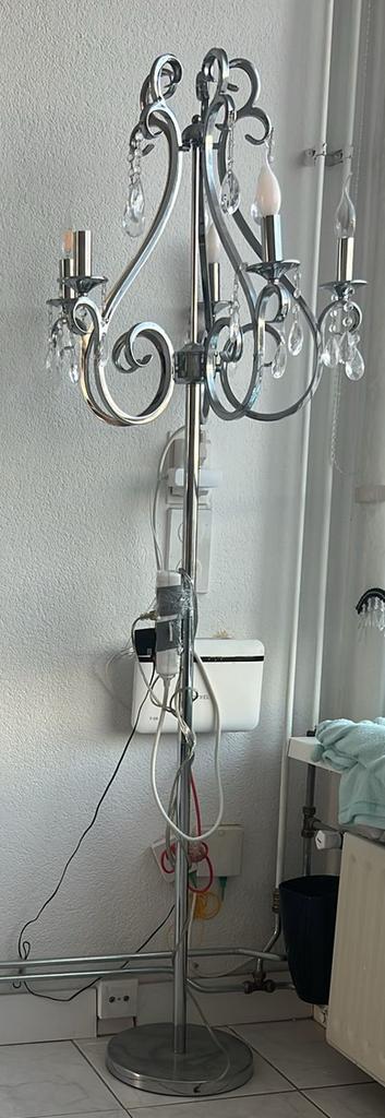 Staande kroonluchter stijl lamp, vloerlamp met kristallen, Huis en Inrichting, Ophalen, Zo goed als nieuw, 150 tot 200 cm