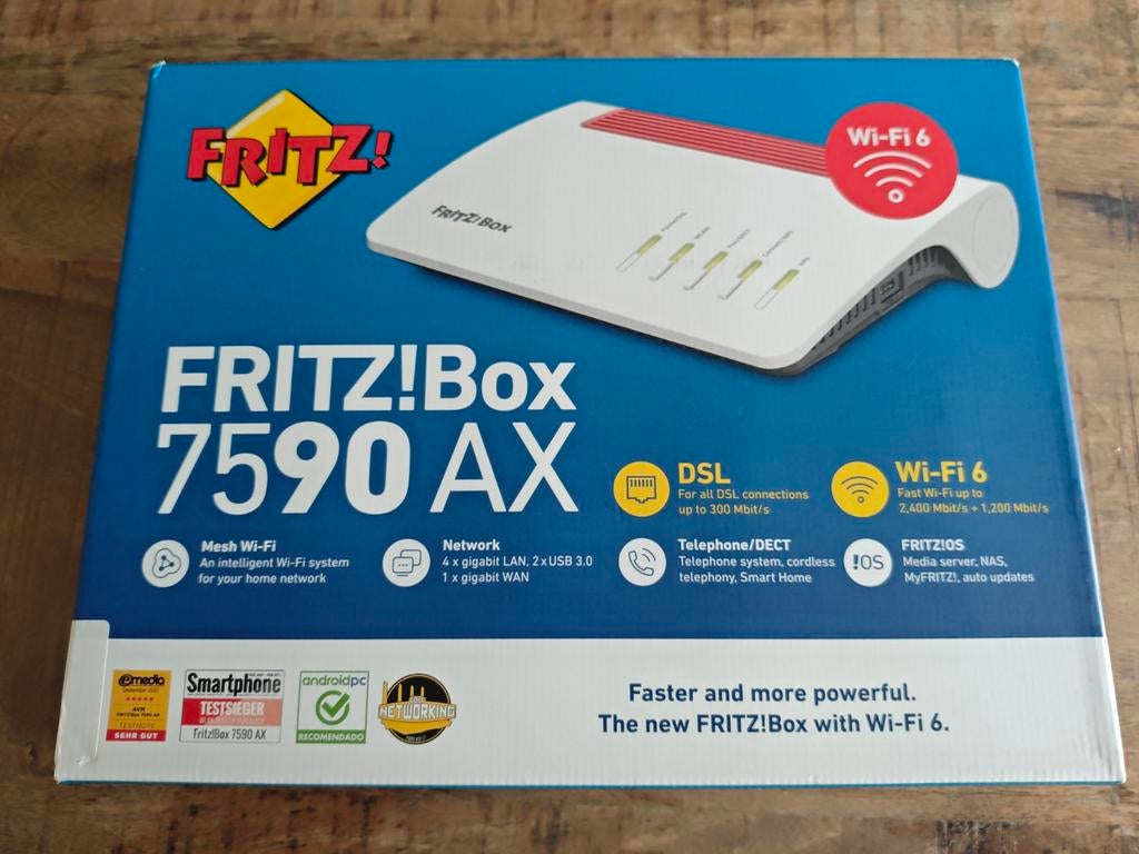 Fritzbox 7590 AX, wifi 6, Ophalen of Verzenden, Nieuw, Router met modem, AVM FRITZ!Box