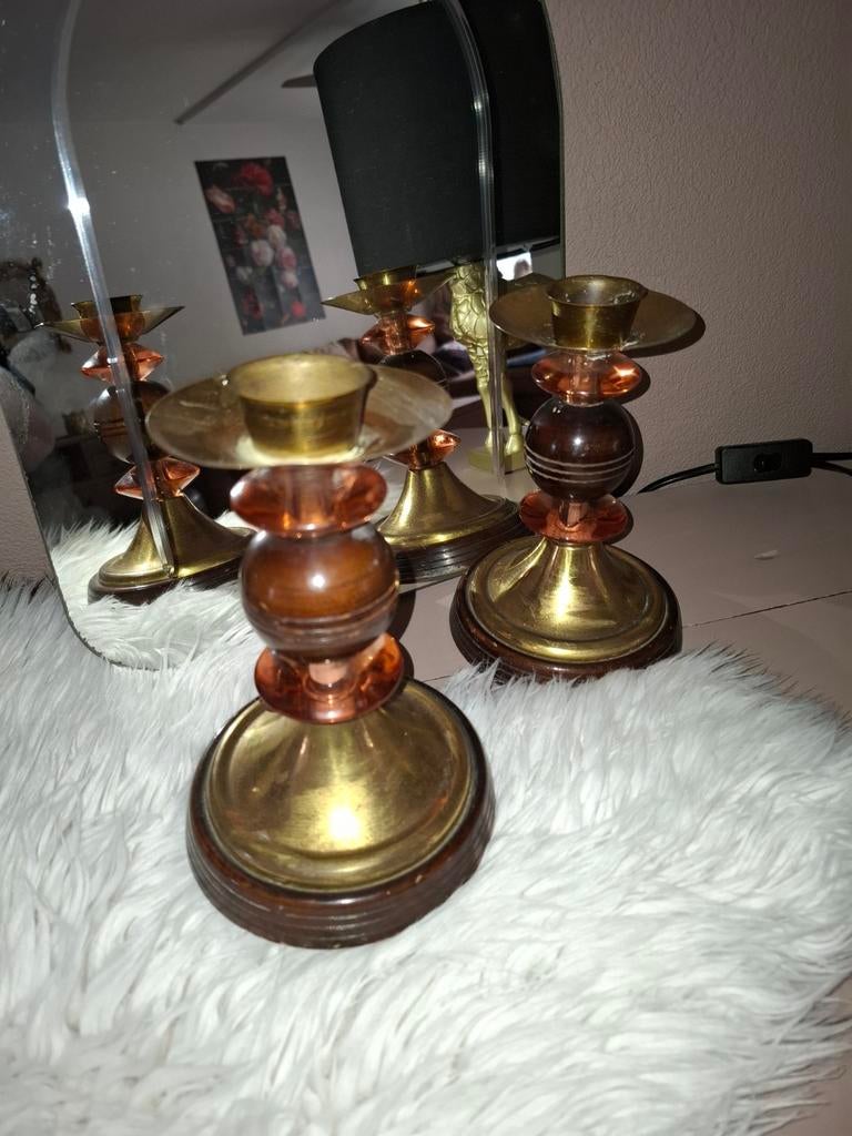 Vintage messing kandelaars, Ophalen of Verzenden