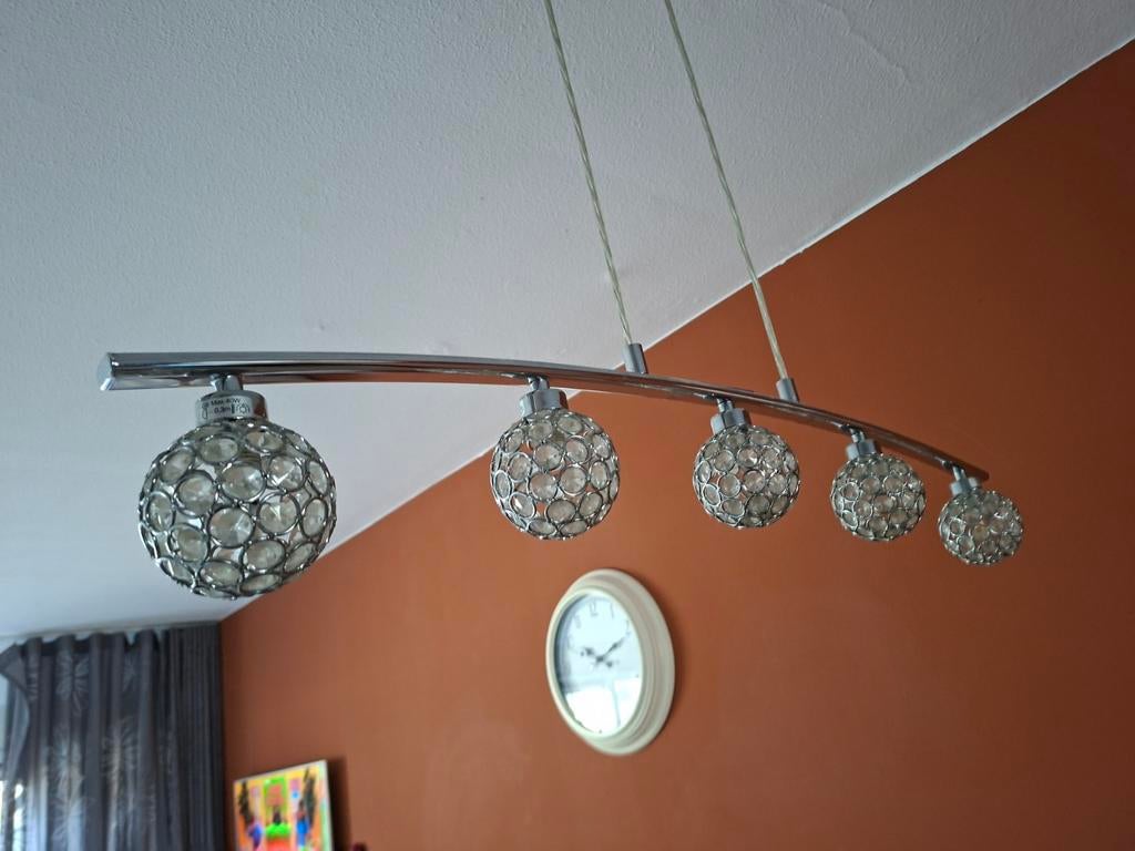 Set van 2: Moderne Hanglampen met Kristallen Bollen, Ophalen, Modern, Glamour, Kristal, Zo goed als nieuw, Glas