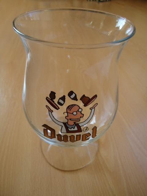 Duvel glas, jonglerende ober, jaar 2000, Ophalen of Verzenden, Zo goed als nieuw, Glas of Glazen, Duvel