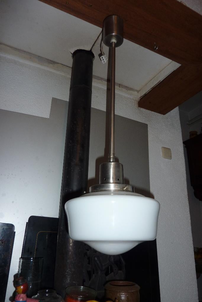 ART DECO,HANGLAMP,1920-30,BAUHAUS.SCHOOLLAMP, Huis en Inrichting, ART DECO,BAUHAUS,1920-30, Gebruikt, 50 tot 75 cm, Ophalen of Verzenden