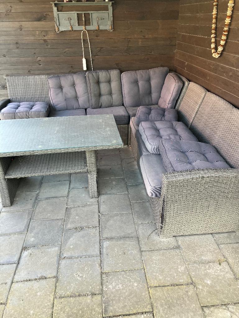 Loungeset, Tuin en Terras, Ophalen, 5 zitplaatsen, Kunststof, Gebruikt