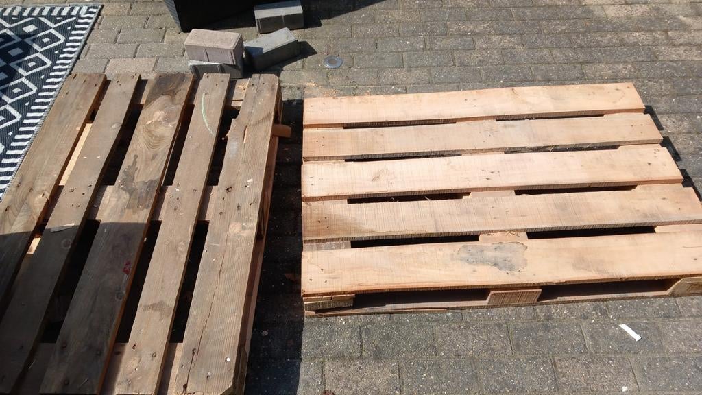 2 Houten pallets 180x20 cm, Doe-het-zelf en Verbouw, Hout en Planken, Ophalen, Gebruikt, Minder dan 25 mm, Pallet