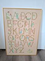 Geborduurd ABC-alfabet in Goudkleurige Lijst, Ophalen, Zo goed als nieuw, Wanddecoratie