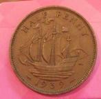 Britse Half Penny 1939 Koning George VI, Ophalen of Verzenden, Overige landen
