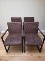 Eetkamerstoelen (industrieel, 4x), Ophalen, Gebruikt, Bruin, Leer