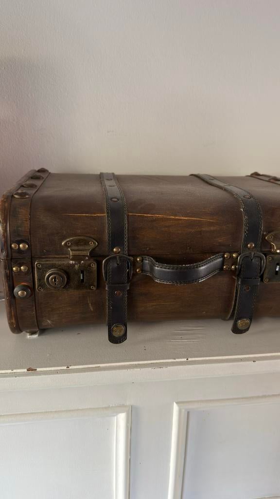 Vintage houten koffer - Decoratieve opbergkist, Gebruikt, 50 tot 100 cm, Ophalen of Verzenden, Minder dan 50 cm