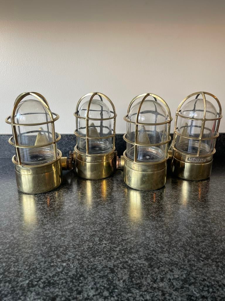 Set van 4 messing wandlampen - Maritieme stijl, Ophalen of Verzenden