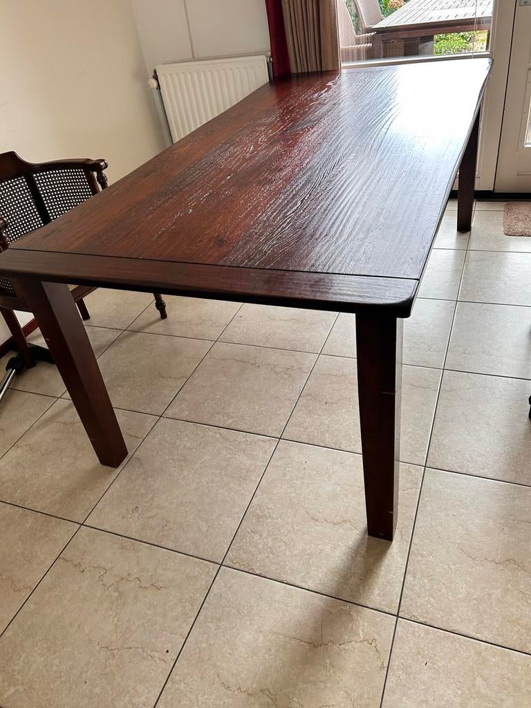 Donkerbruine eettafel, Huis en Inrichting, Tafels | Eettafels, Gebruikt, 150 tot 200 cm, Vier personen, Rechthoekig