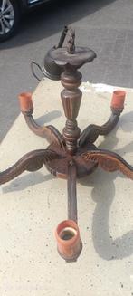 3 Kroonluchters koper en 1 vintage houten luchter, Huis en Inrichting, Lampen | Kroonluchters, Ophalen, Gebruikt, Overige materialen