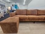 3 zits cognac bank met 2 hockers, 125 cm of meer, 125 cm of meer, Zo goed als nieuw, Info@homefriesland.nl