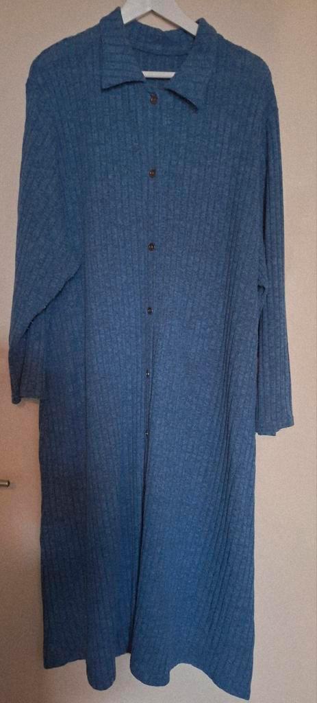 Gebreide Lange Jurk/Vest met Broek - Maat 52, Kleding | Dames, Grote Maten, Gedragen, Jurk, Blauw, Ophalen of Verzenden