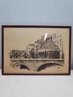 Vintage tekening Visbrug Utrecht - Leon van der Maarel, Antiek en Kunst, Ophalen of Verzenden