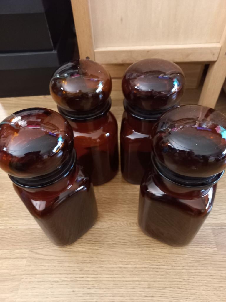 4 antieke apothekers stopflessen, Antiek en Kunst, Ophalen of Verzenden