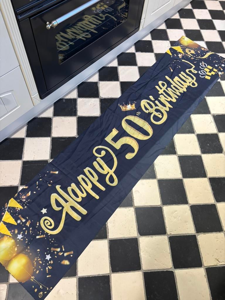 Spandoek Happy 50 Birthday, Ophalen of Verzenden, Zo goed als nieuw, Verjaardag