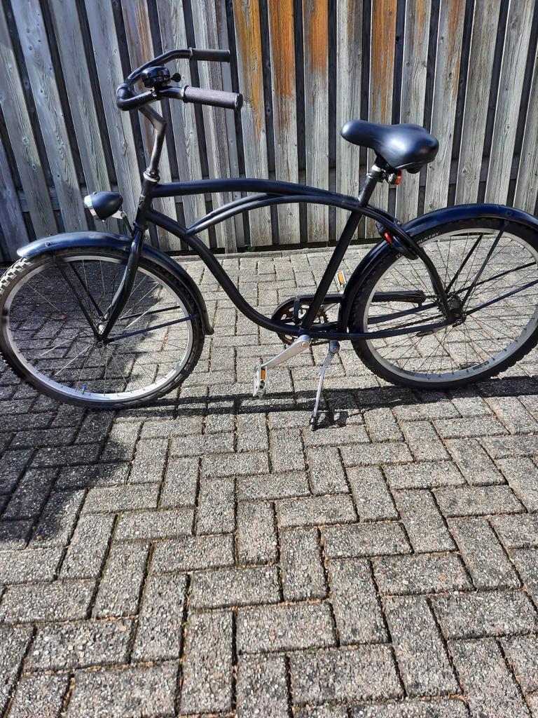 Zwarte cruiser fiets, Ophalen, Gebruikt, Staal, Cruiser