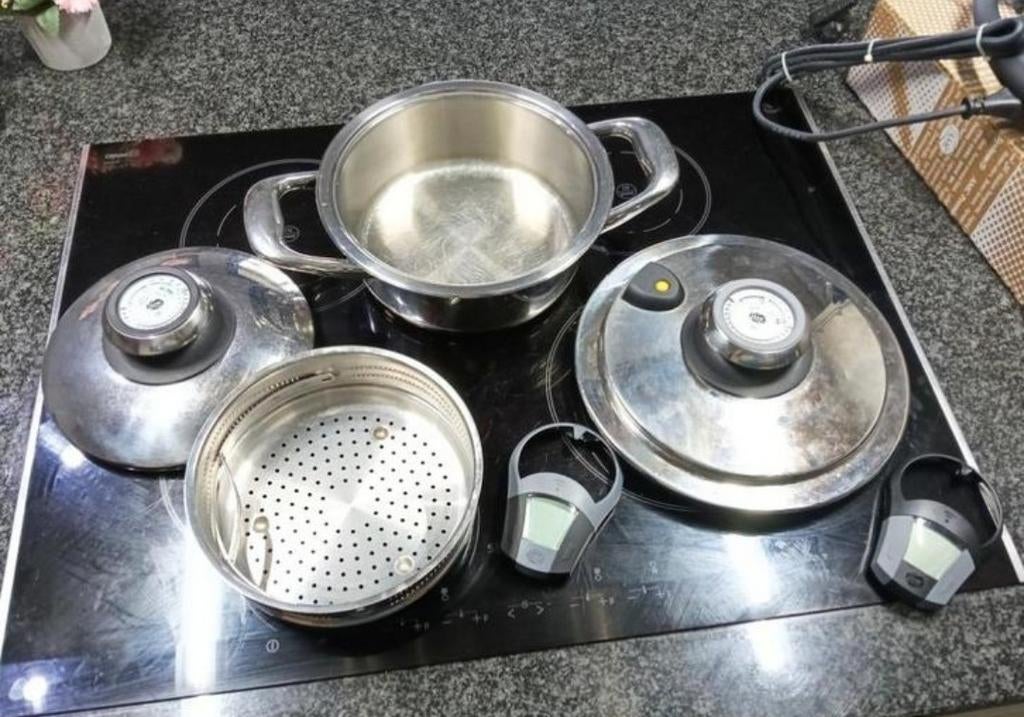 AMC Kookpot 2.3L met deksel, stoommandje en 2 audiotherms, Ophalen