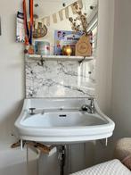 2x jaren 30 wasbak met marmeren achterblad & plankje, Ophalen, 50 tot 100 cm, Zo goed als nieuw, Minder dan 100 cm