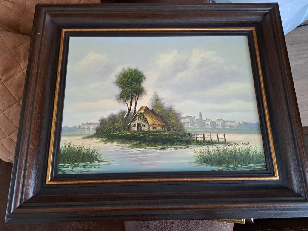 Schilderij met huisje aan het water, Ophalen