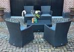 Wicker tuinset met tafel, bank en tuinstoelen, Tuin en Terras, Ophalen, 4 zitplaatsen, Gebruikt, Bank