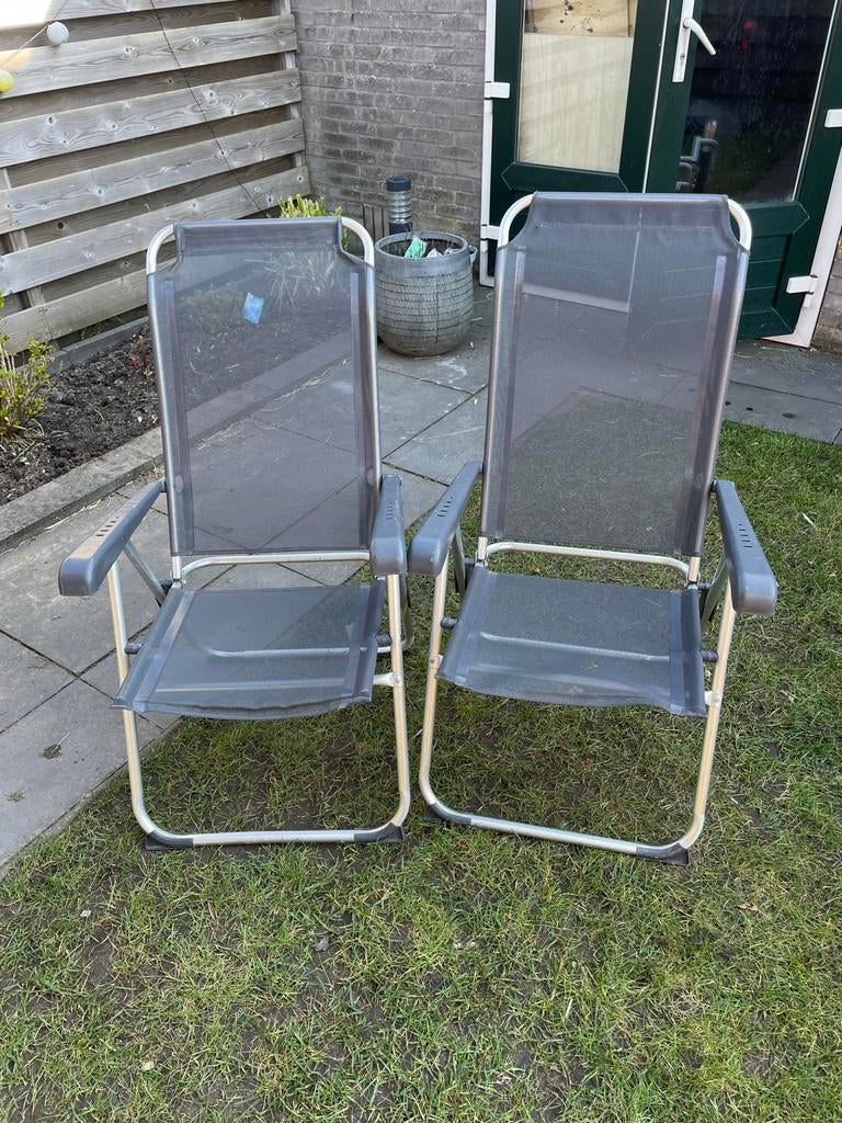2 verstelbare klapstoelen, Ophalen, Gebruikt