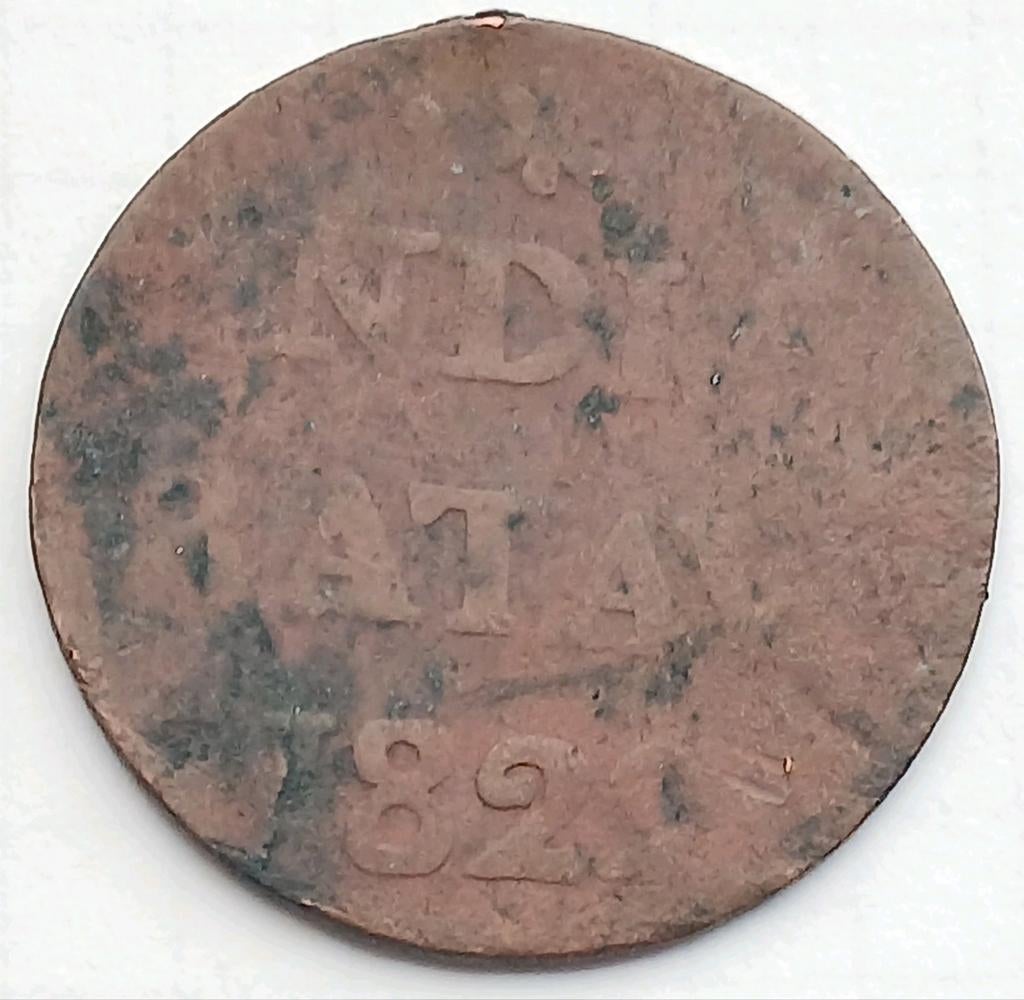 1/2 Stuiver 1822 Sumatra Antieke Munt Batavia Indië Kolonie, Ophalen of Verzenden, Koning Willem I, Overige waardes