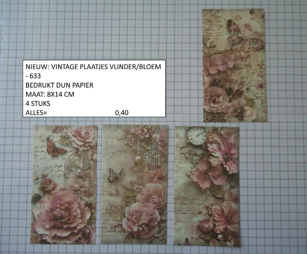 vintage plaatjes vlinder/bloem 633 ( alleen verzenden, Ophalen, Nieuw, Versiering of Embellishment, Overige merken