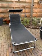 Ligbed met zonnescherm - verstelbaar en inklapbaar, Tuin en Terras, Ligbedden, Ophalen, Gebruikt, Aluminium, Inklapbaar