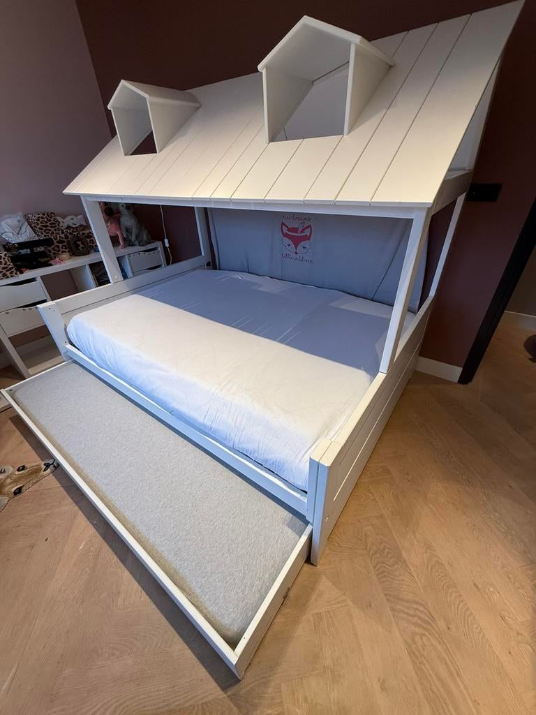 Beachhouse hutbed 140x200, Huis en Inrichting, Slaapkamer | Bedden, Zo goed als nieuw, Eenpersoons, Hout, Ophalen of Verzenden