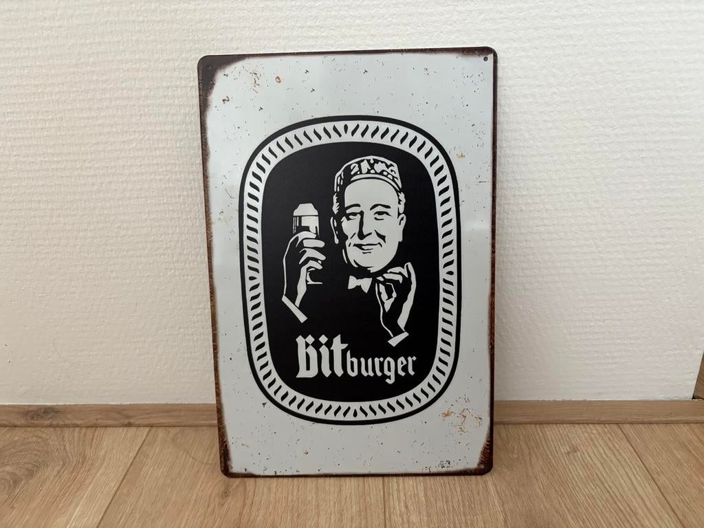 Prachtig vintage reclamebord Bitburger (30x20), Ophalen of Verzenden, Zo goed als nieuw, Reclamebord