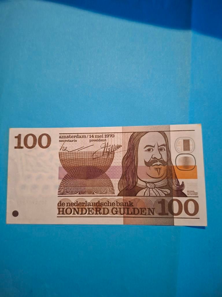 100 gulden de Ruyter uit 1970 in AUNC, Postzegels en Munten, Bankbiljetten | Nederland, Ophalen of Verzenden, 100 gulden, Los biljet